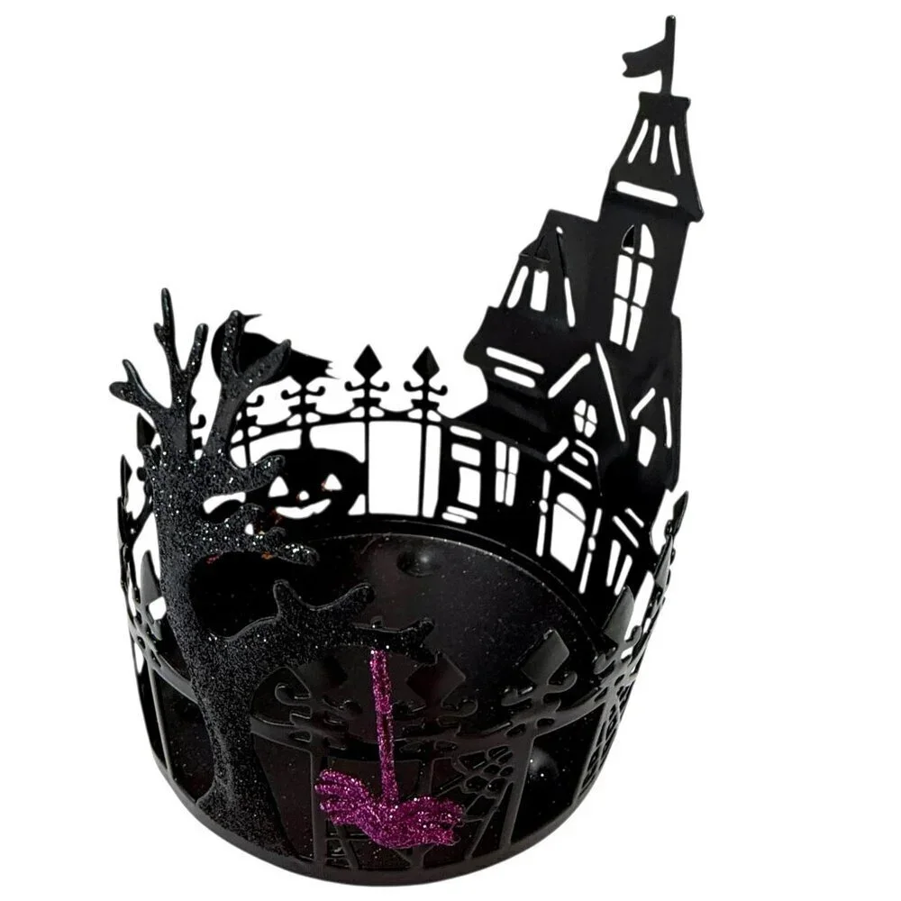 Halloween Candle Holder Sonoma Haunted House Spooky Decor Pillar Jar